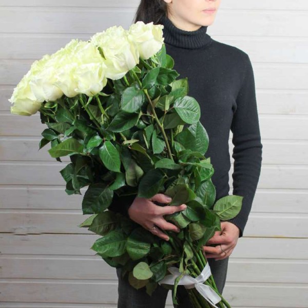 31 белая метровая роза (100 см)