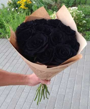 11 натуральных черных роз 70-90 см купить в Москве по цене 2200 руб с доставкой - Bella Roza