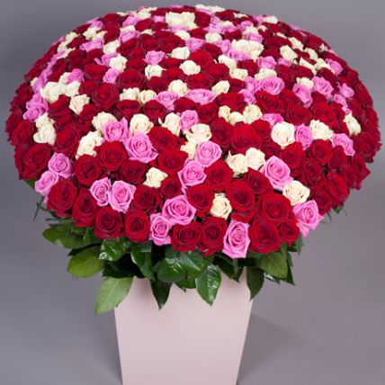 501 роза микс в корзине "Фея счастья" купить в Москве по цене 29990 руб с доставкой - Bella Roza