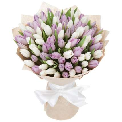 Тюльпаны Нежность 101 шт купить в Москве по цене 7999 руб с доставкой - Bella Roza