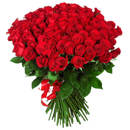 101 красная роза "Фридом" 80 см купить в Москве по цене 14900 руб с доставкой - Bella Roza