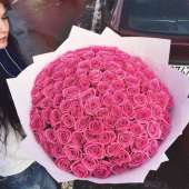 101 розовая роза "Аква" 70 см