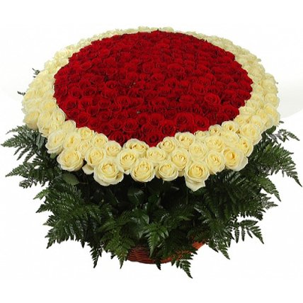 201 роза в корзине "Страсть" купить в Москве по цене 14990 руб с доставкой - Bella Roza