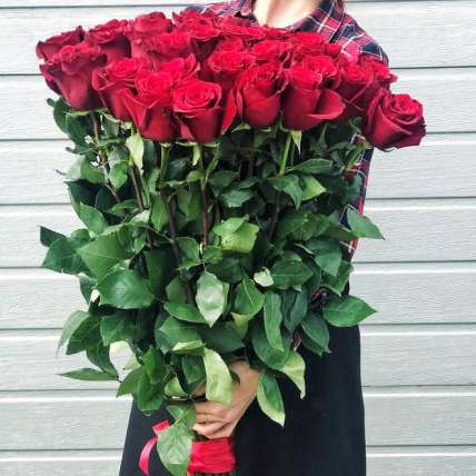 35 метровых роз Фридом 100 см купить в Москве по цене 8750 руб с доставкой - Bella Roza