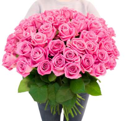 35 розовых роз 90 см   купить в Москве по цене 7000 руб с доставкой - Bella Roza