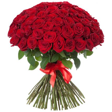 101 Роза красная "Бурлекс " 70 см купить в Москве по цене 7990 руб с доставкой - Bella Roza