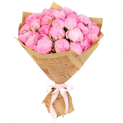 Букет из 25 голландских розовых пионов "Нари" купить в Москве по цене 27500 руб с доставкой - Bella Roza