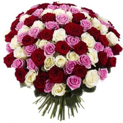 101 роза микс 70 см  купить в Москве по цене 8490 руб с доставкой - Bella Roza