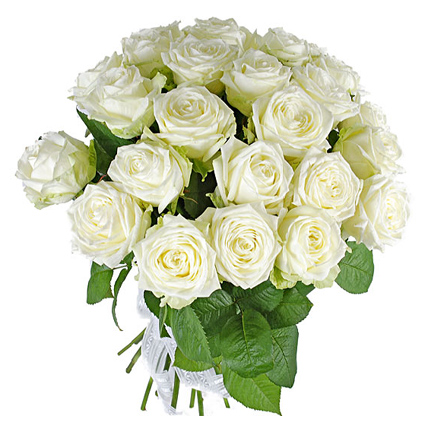 Букет из 25 белых роз Аваланш 70 см "Чувства" купить в Москве по цене 2990 руб с доставкой - Bella Roza