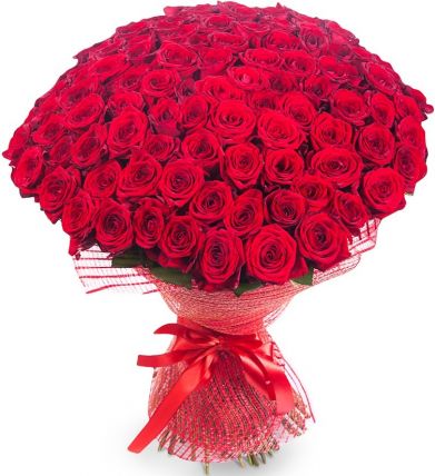 101 красная роза "Гран При" 70 см купить в Москве по цене 7490 руб с доставкой - Bella Roza