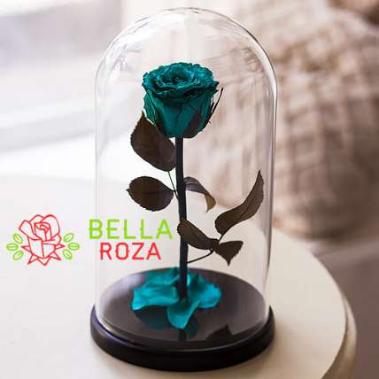 Бирюзовая роза в колбе купить в Москве по цене 2190 руб с доставкой - Bella Roza