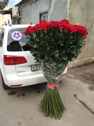 101 гигантская Красная роза 160см купить в Москве по цене 48000 руб с доставкой - Bella Roza